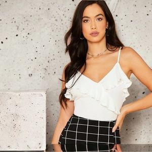 SHEIN ruffle trim bodysuit XS